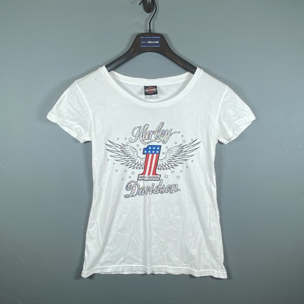 Harley-Davidson Mineshaft Pikeville KY Women's T-Shirt Medium White Rhinestone